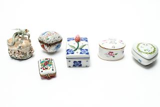 Continental Hand Painted Porcelain Boxes, 6
