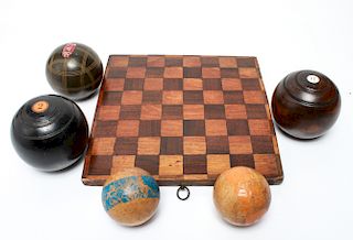 Wood Articles incl Checkerboard & Gaming Balls Pcs