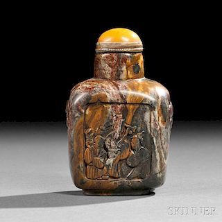 Soapstone Snuff Bottle with Figures