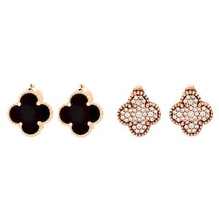 Two Pair VCA style Alhambra Earrings