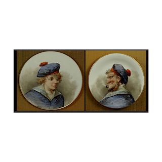 Pr. 20C Handpainted Porcelain Plates Sailors