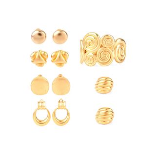 Seven (7) Pieces Gold-Tone Costume Jewelry. Pieces