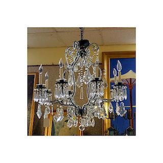 Antique Style Beaded Chandelier with Hanging Prism