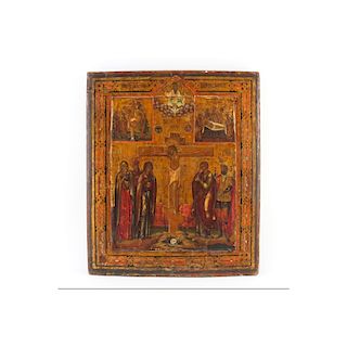 18th Century Russian Painted and Parcel Gilt Icon 