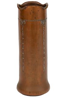 Roycroft Bellflower Copper Vase w/ Rippled Rim