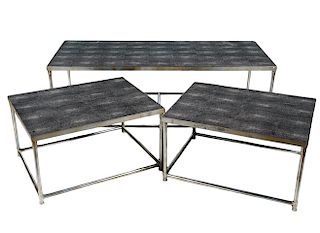 3 Faux Charcoal Shargreen & Steel Tables