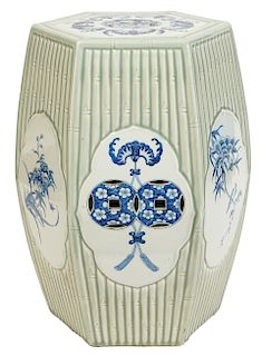 Chinese Porcelain Faux Bamboo Garden Seat