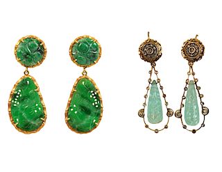Jade Earrings & Aquamarine & Diamond Earrings