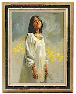 William Whitaker 'Indian Student' Oil Painting