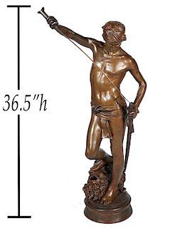A. Mercie Large Bronze 'David After the Combat'