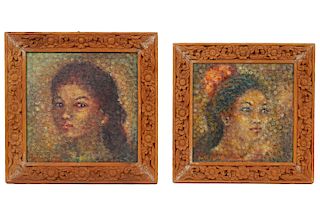 Two I Gusti Nyoman Gede Portrait Paintings