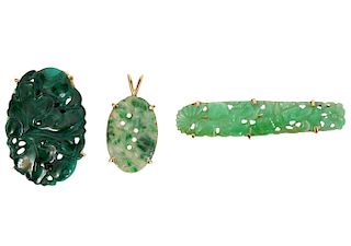 3 Pc. Jewelry Assortment of Malachite & Jade