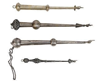4 Silver Judaica Pointers Assorted Sizes