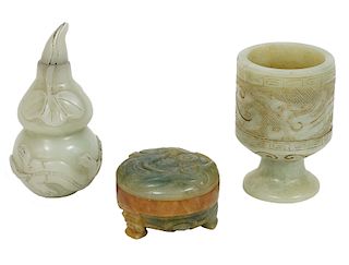 3 Chinese Carved Jade Pieces