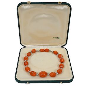 Nardi Coral, Diamond & 18k YG Bead Necklace