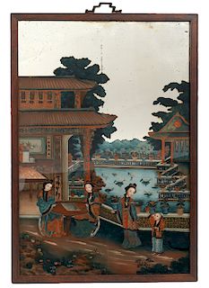 Chinese Reverse Painted Mirror