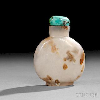 Turritella Agate Snuff Bottle with Turquoise Stopper