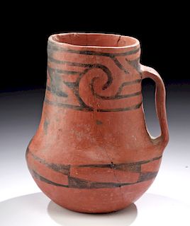Chaco Puerco Black-on-Red Pottery Pitcher with Handle