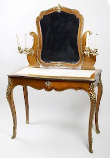 Fine French Kingwood Veneer Ormolu Mounted Louis XV Vanity Table, mid 19th century