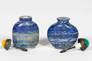 Two Chinese Lapis Lazuli Snuff Bottles