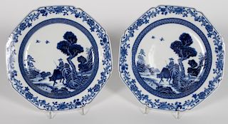 Chinese Export Blue & White Plates, H. Moog Label