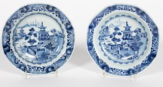 Pair, Chinese Export Blue & White Landscapes