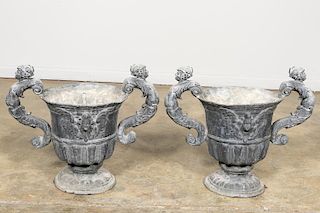 Pr., 19th C. Baroque Style Lead Garden Urns