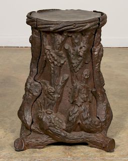 19th C. Cast Iron Rustic Stump Pedestal