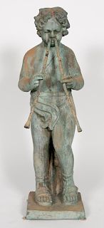 Italian, Bronze Young Boy Figural Garden Fountain