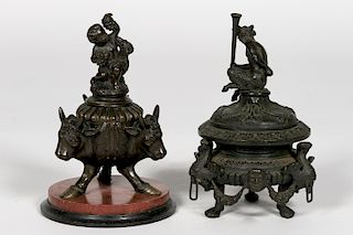 Two, 19th C. Grand Tour Bronze Figural Censers