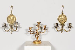 Three Italian Gilt Bronze Lighting Accessories