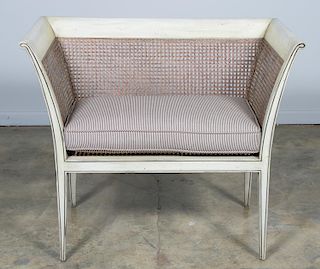 20th Century Painted Italian Caned Settee