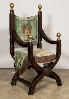 Large Italian Mahogany Savonarola Chair