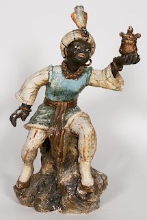 Terra Cotta Polychrome Painted Blackamoor Figure