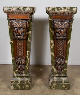 Pair,  Large 19th C. Italian Parcel Gilt Pedestals