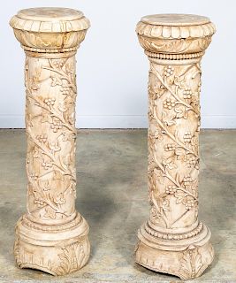 Pr., Carved Italian Solomonic Pedestals
