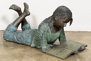 Cast Bronze, "Katie Reading" Garden Sculpture