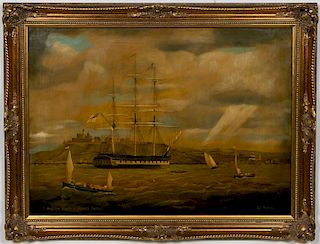 Edwin Pegrum, British Ship In Falmouth Harbour Oil