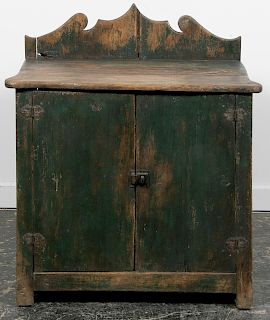 Primitive Green Painted Cabinet, Possibly Mexican