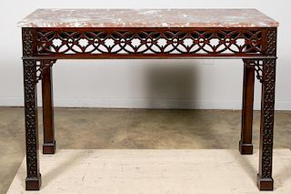 20th Century, Chippendale Style Marble Top Console