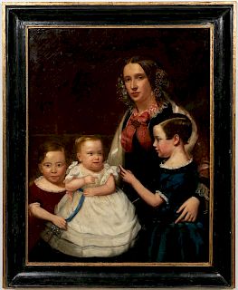 19th Century, Family Portrait Oil Painting