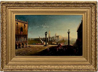 George Loring Brown Venice Scene, Oil on Canvas