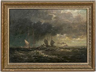 William F. Halsall "Stormy Weather" Oil On Board