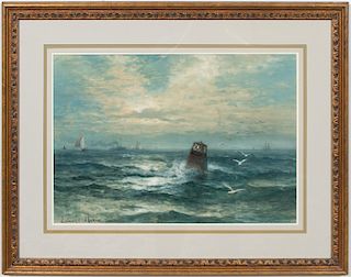 Edward Moran "Lost at Sea" Watercolor Painting