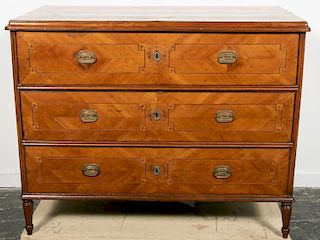 19th Century, Continental Marquetry Inlaid Chest