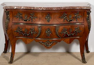19th C., Signed Continental Marble Top Commode