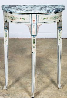 Swedish Polychrome Marble Top Console Table