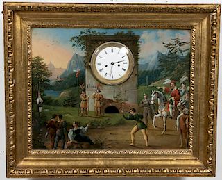 Wilhelm Tell Hand-Painted Figural Framed Clock