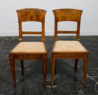 Pair, Small Upholstered Biedermeier Side Chairs