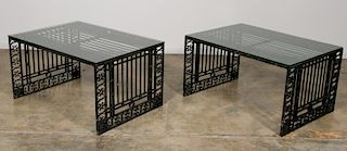 Pair of Glass Top 19th Century Gate Coffee Tables